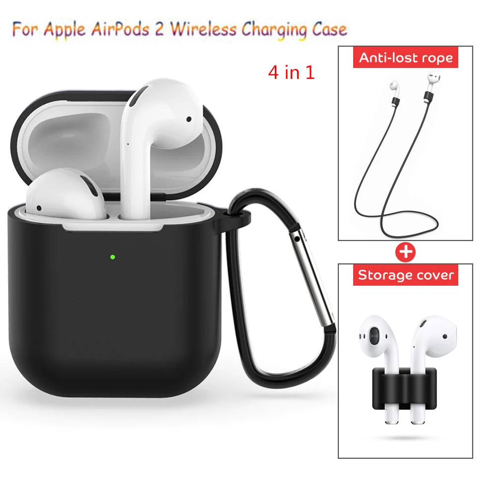 

4 Pcs/set For Apple AirPods 2 Wireless Charger Protective Silicone Case Cover Accessories Set