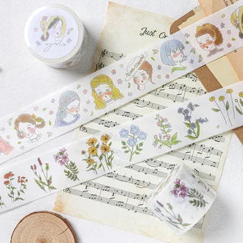 

Cute fresh and paper tape creative ins hand account collage material diy release decorative stickers kawaii supplies