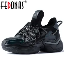FEDONAS/женская повседневная обувь на плоской платформе; Новейшие женские низкие Туфли без каблуков в стиле пэчворк; удобные женские кроссовки из натуральной кожи