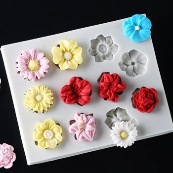 

Small Fower & Daisy Moulds Fondant Cakes Decor Tools Silicone Molds Sugarcrafts Chocolate Baking Tools For Cakes Gumpaste Form
