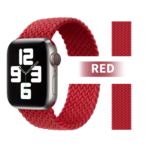 Pride Braided Solo Loop Band For Apple Watch Se Strap 44mm 40mm Elastic Wristband Bracelets 41mm 45mm Series 765432 42mm38mm 5 red colro