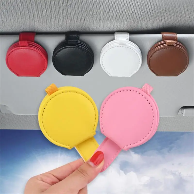 Magnetic Car Sun Visor Glasses Clip Card Ticket Holder Mulit-purpose PU Leather Eyeglasses Pen Auto Fastener Accessories | Автомобили и