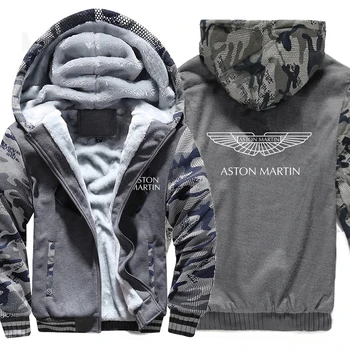 

Aston Martin Hoodies Winter Camouflage sleeve Jacket Men Wool Liner Fleece Aston Martin Men Sweatshirt