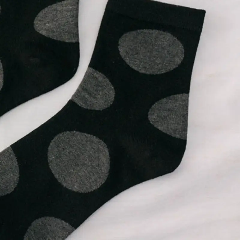 5 Pairs Women Novelty Cotton Socks Funny Big Polka Dot Print Harajuku Hosiery
