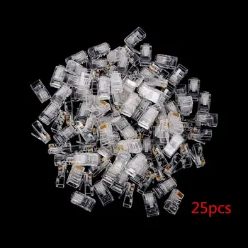 

25/100Pcs Gold Plated RJ45 Net Network Cables Modular Plug Cat5 CAT5e Connector 8P8C Modular Rj45 Plug Terminals WXTB