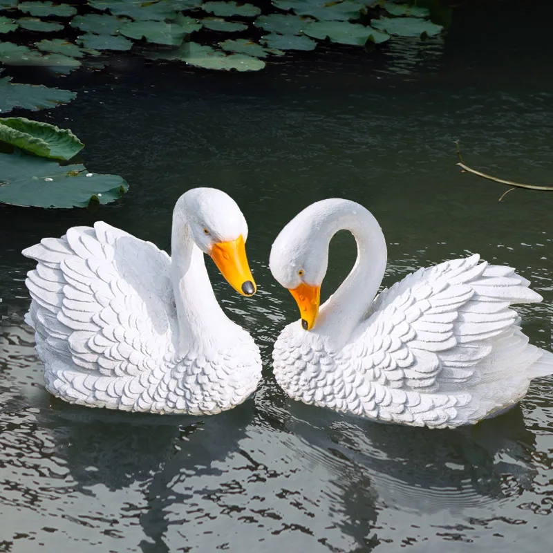 

Outdoor Garden Statues Pond Bird Resin Decoration Lifelike Swan Sculptures For Jardin Farm Garden Decoration Outdoor Yard