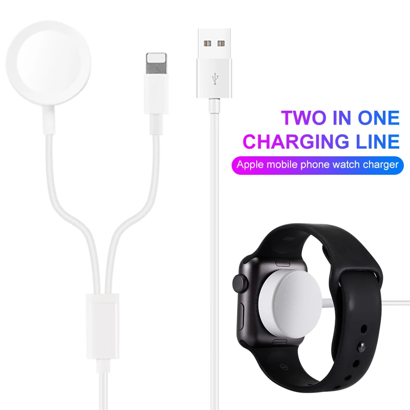 

1M 2 in 1 Magnetic Wireless Charger For Apple Watch Series 1 2 3 4 USB Fast Charging Cable For iPhone 6 6s 7 8 Plus X XS iPad
