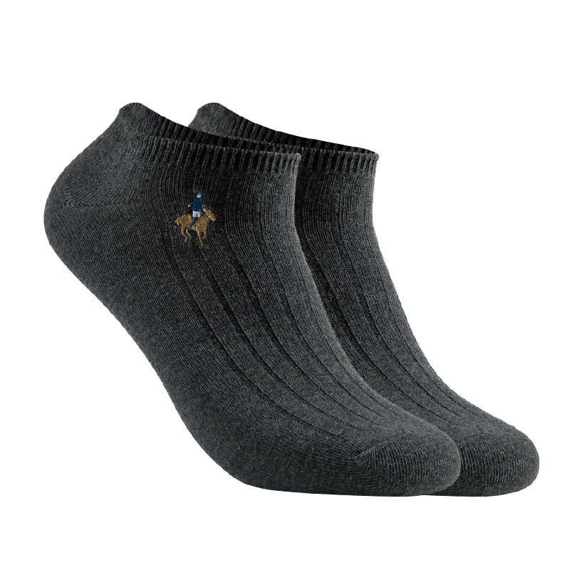Модные деловые повседневные Нежные мужские хлопковые носки забавные брендовые носки мужские короткие носочки по щиколотку смешанные цвета 20 шт = 10 пар/лот - Цвет: Темно-серый