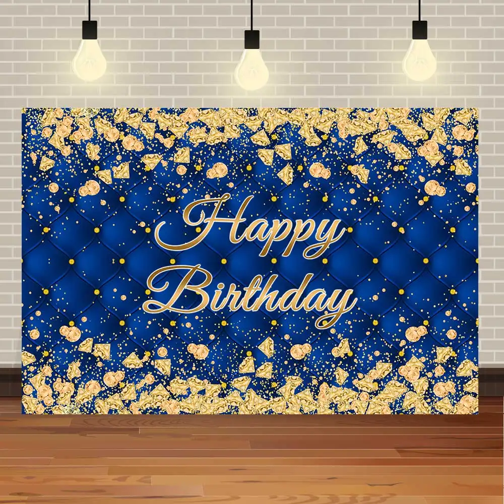 

NeoBack Happy Birthday Adult Party Golden Glitter Leather Gold Diamond Party Banner Photo Backdrop Photography Background
