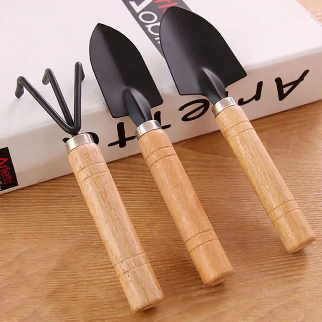 3Db/Szett Mini Lapát Gereblye Fából Készült Fogantyú Fémfej Virágokhoz Cserepes Növények Gyerek Szerszám Háztartási Kerti Szerszámok - Image 5