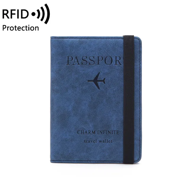 Women Men RFID Vintage Business Passport Covers Holder Multi-Function ID Bank Card PU Leather Wallet Case Travel Accessories 8