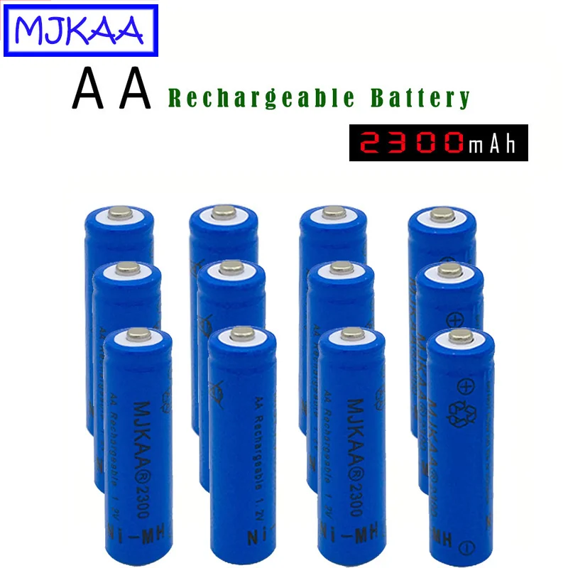 MJKAA 12Pcs AA 1.2V Ni MH 2300mAh Rechargeable Battery 2A Recharge