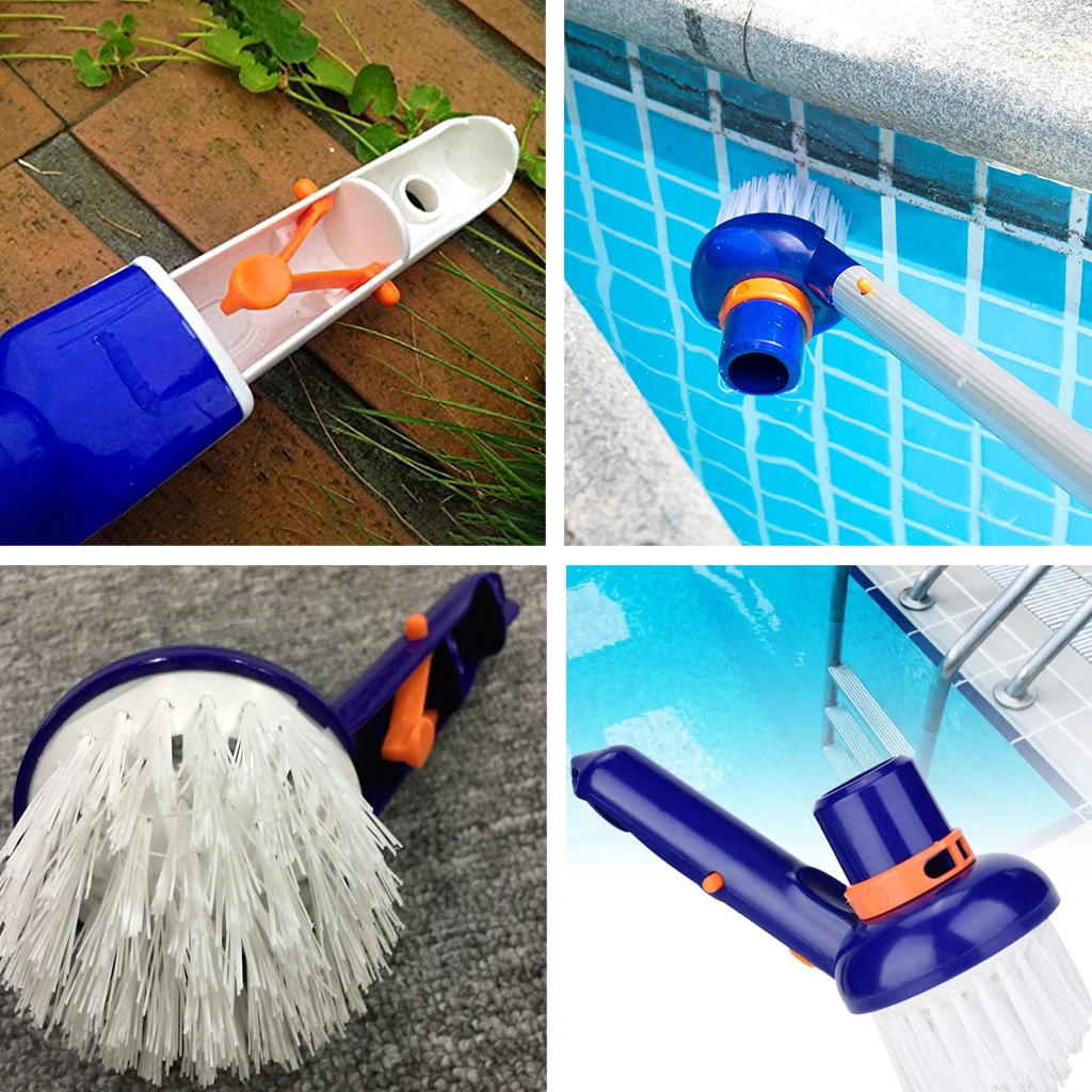 Nylon Bristle Corner & Cleaning Brush Head Above Swimming Pool Spa Hot Tub