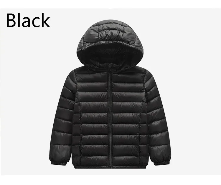 Зимняя куртка-пуховик для мальчиков и девочек 90% утиный пух, теплый ультра-светильник, Детская куртка Одежда для больших мальчиков и девочек Размер От 2 до 10 лет - Цвет: -H20-Black-