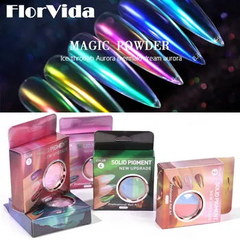 

FlorVida 1pc Solid Magic Mirror Powder Nail Art Solid Holographic Chameleon Pigment Chrome Glitter Dusts Transparent Mermaid