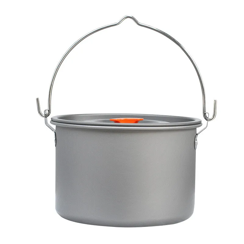 5-6 People Portable Camping Hanging Water Pot Outdoor Picnic Alloy Cooking Equipment Travelling Hiking Cookware Kit 4L
