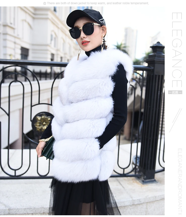 new real natural whole fur six-section fox vest ladies winter long warm fashion vest