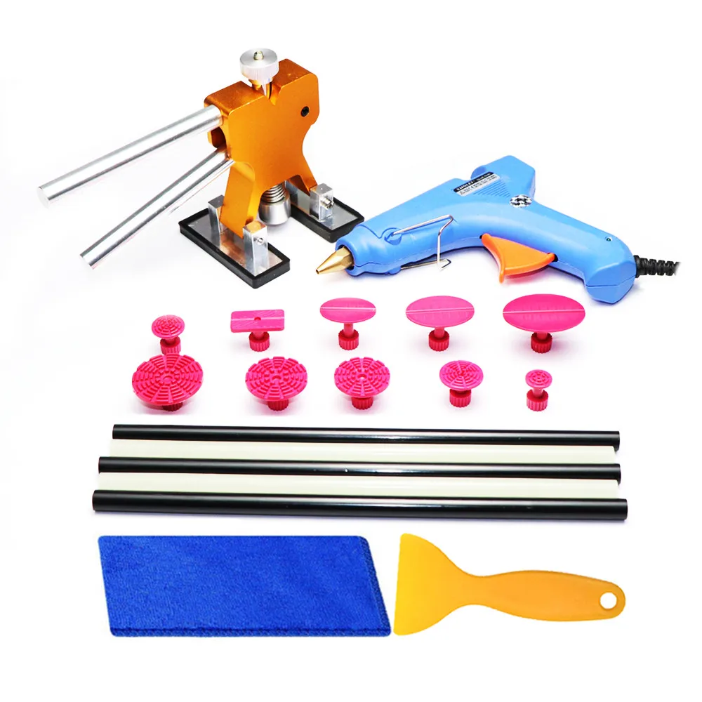 

PAINTLESS DENT REPAIR TOOLS AUTO CAR BODY REMOVAL KIT GOLDEN DENT LIFTER GLUE GUN STRONG GLUE STICKS TOOL SUIT FOR DIY