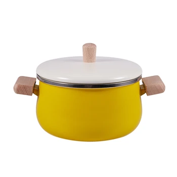 

Porcelain Milk Pot Enamel Hot Pots Cooking Pot Non-Stick Soup Pot with Lid Induction Cooker Gas Stove Cookware Yellow 3.3L