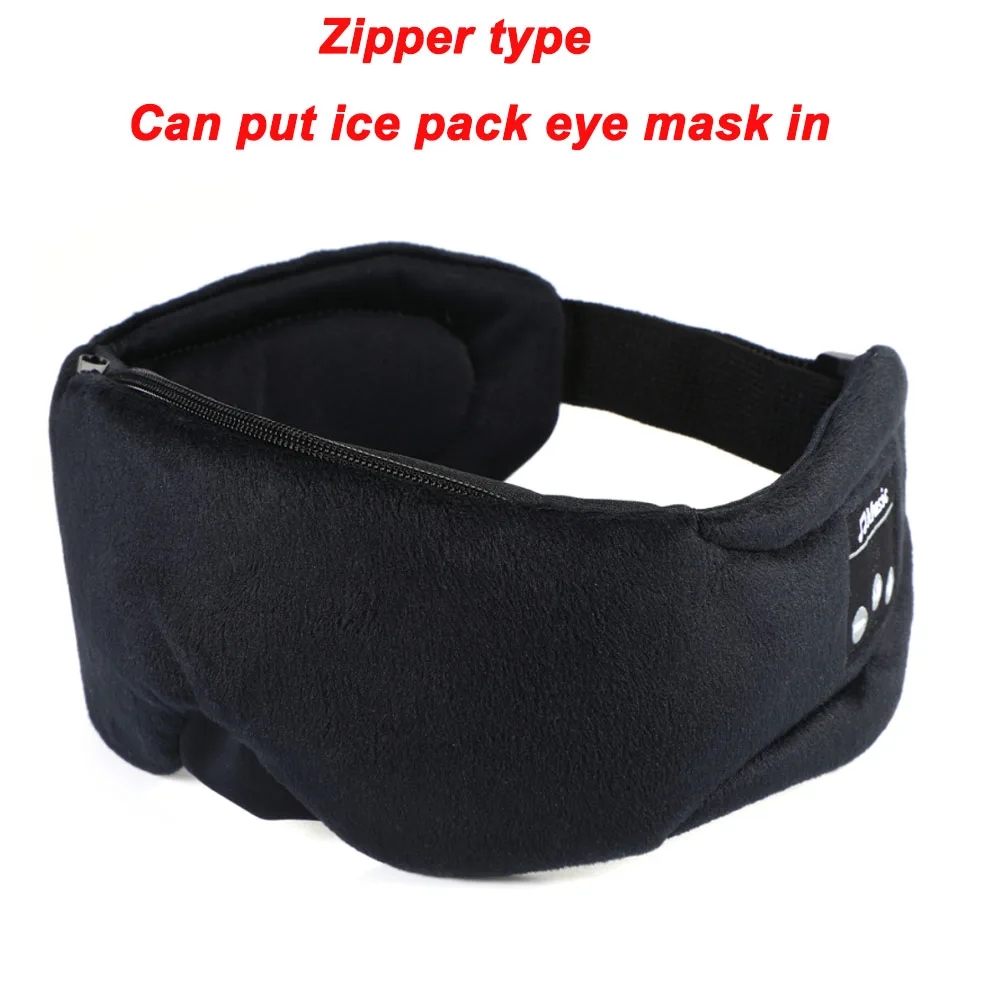 Zipper-black JINSERTA беспроводной Bluetooth 5,0 наушник для сна Мягкие стерео наушники подходят для ледяного пакета маска для глаз Музыкальная гарнитура - Цвет: Zipper-black