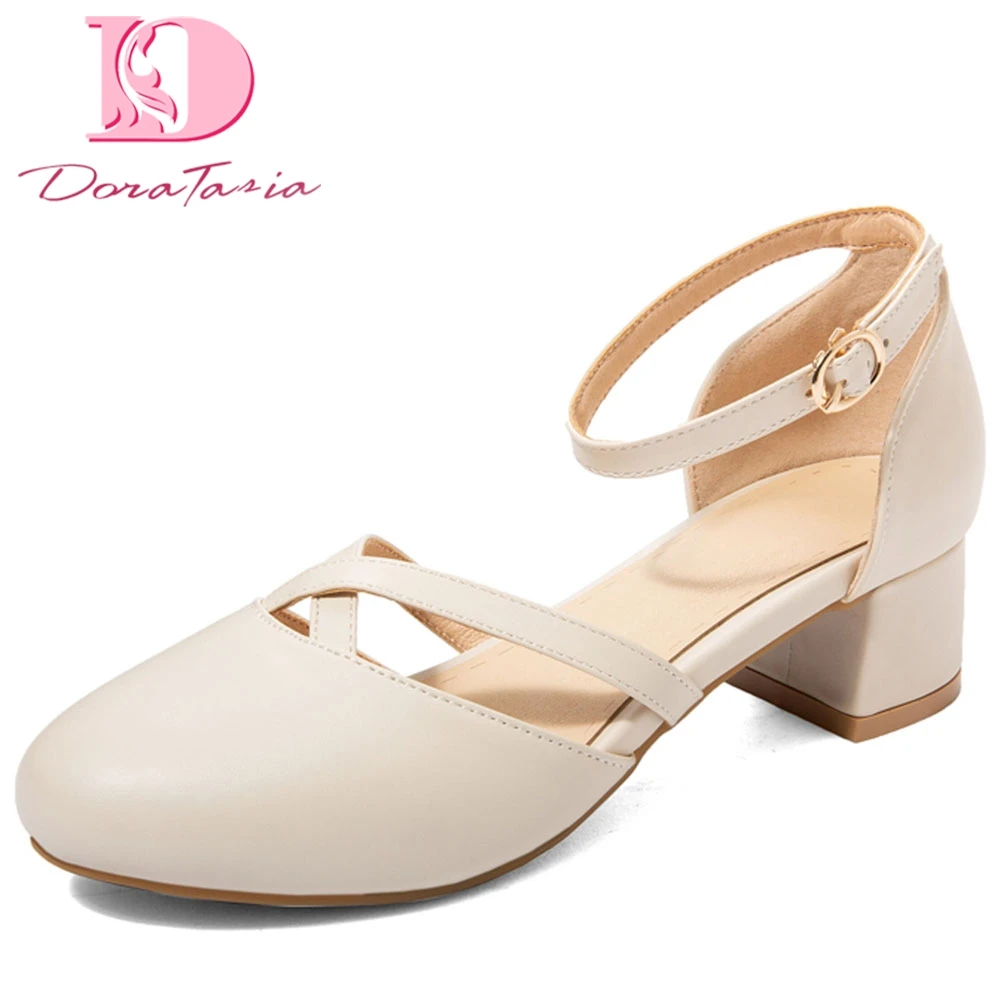 

Doratasia New Arrivals 2020 Big Size 30-43 Chunky Heels Concise Shoes Woman Sandals Buckle Strap Lady Sandals Women Shoes