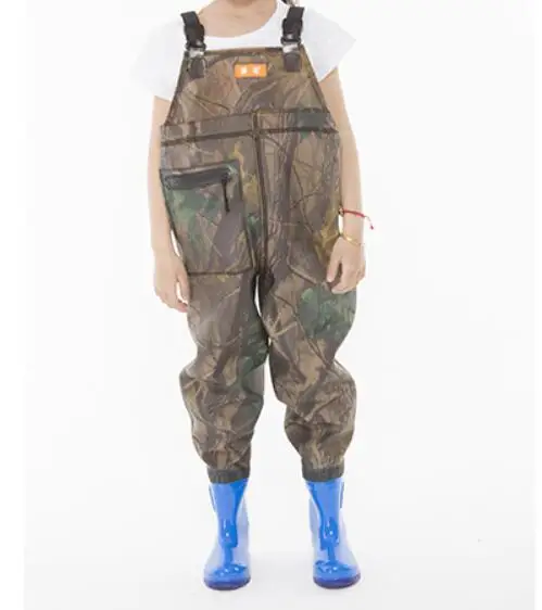 Детские Водонепроницаемые болотные штаны с ботинками, детский спортивный костюм для рыбалки, охоты, дышащие болотные штаны, штаны для дождя W065 - Color: 4