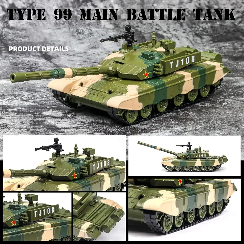 RCtown 1:32 Simulation Camouflage Tank Model Light Effect Alloy Pull Back Toy Car Collection