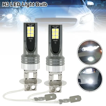 

2pcs H3 LED Headlight Bulb Beam H3-3030-12SMD car front light 6500K-7500K Car Light Headlamp Conversion Auto Headlights Bulb