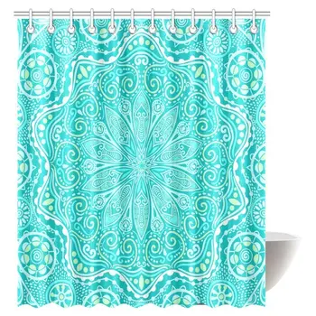 

Abstract Shower Curtain Paisley Medallion Mandala Decor, Hippie Boho Bohemian Decorations Geometric Fabric Bathroom Shower