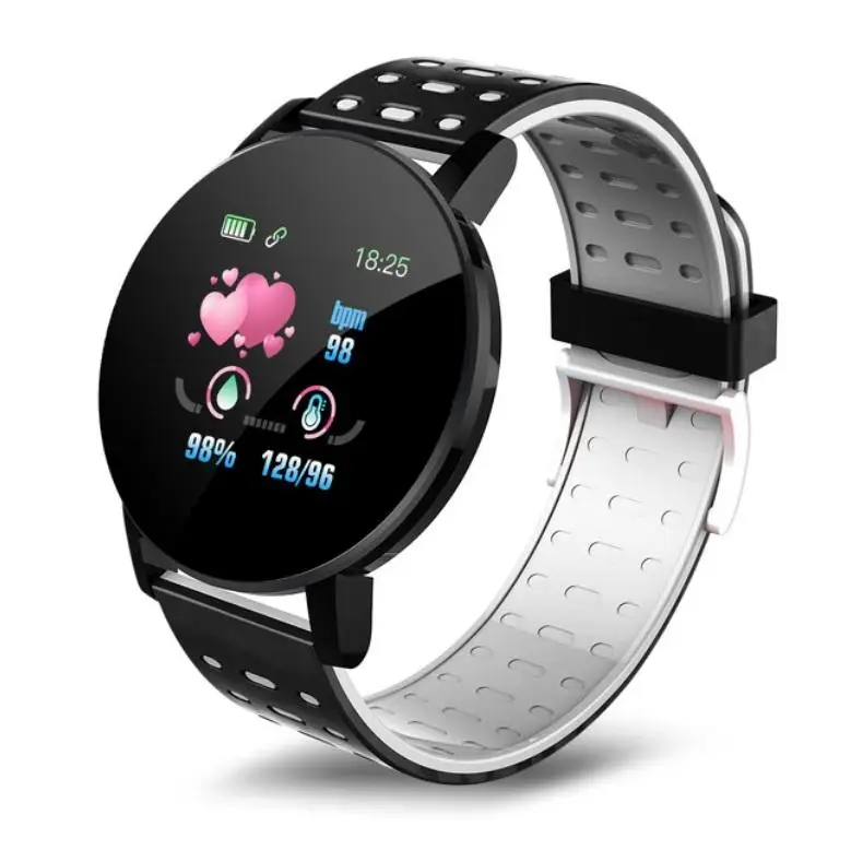 119Plus Touch Screen Smart Watch Waterproof Sport Fitness Tracker Men Women Blood Pressure Heart Rate Monitor For Android IOS