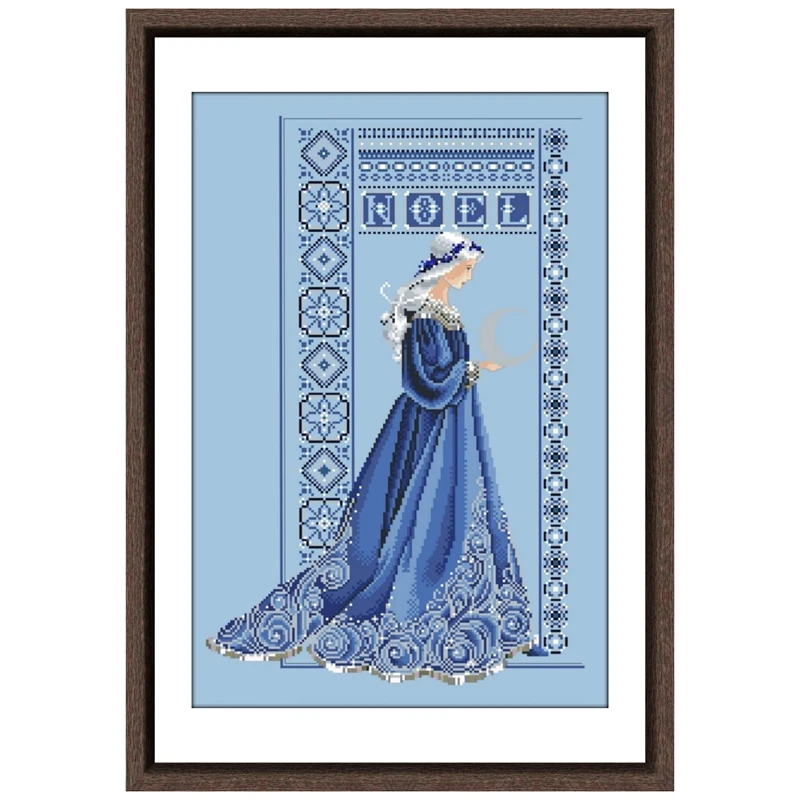 Christmas blue cross-stitch kits package 14ct 11ct sky cloth cotton thread embroidery DIY cross stitch needlework | Дом и сад