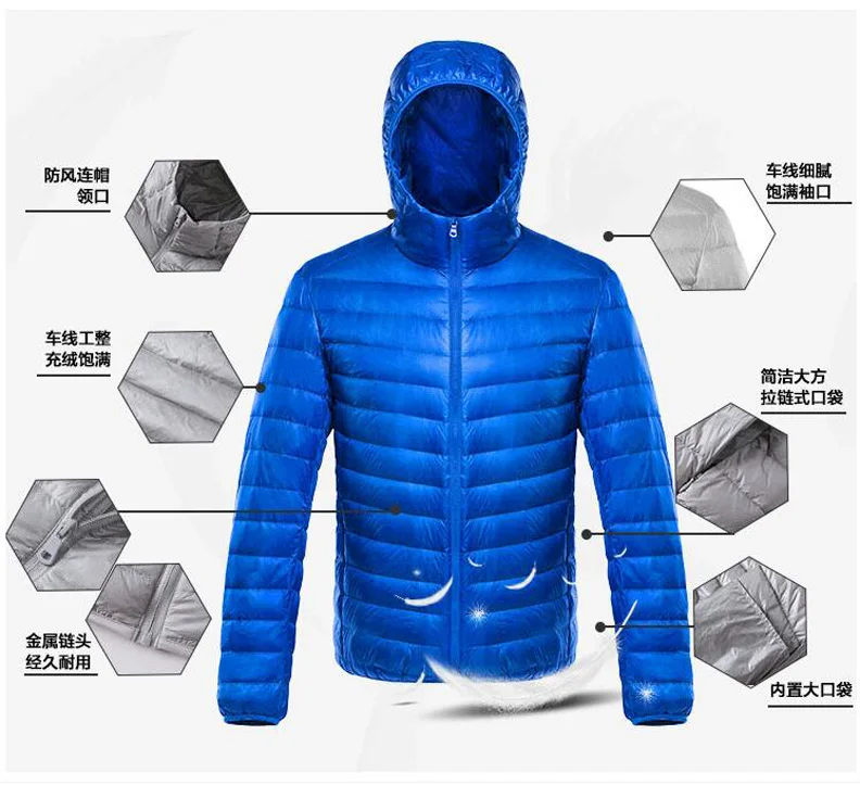 Главный пуш-AliExpress ультра-тонкий пуховик с капюшоном 80 бархатная мужская повседневная бархатная куртка F02