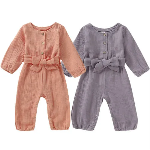 

Newborn Infant Baby Girl Soft Cotton Linen Romper Jumpsuit Outfit Clothes Set