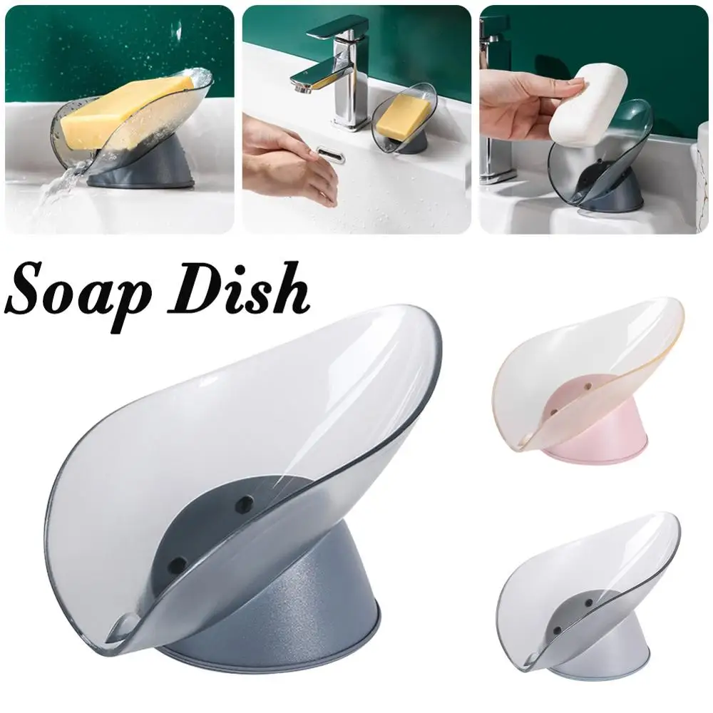 

Leaf Shape Soap Box Silicone Suction Cup Bathroom Soap Holder Dish Storage Separate Design Bathroom Kitchen Accessories Tools