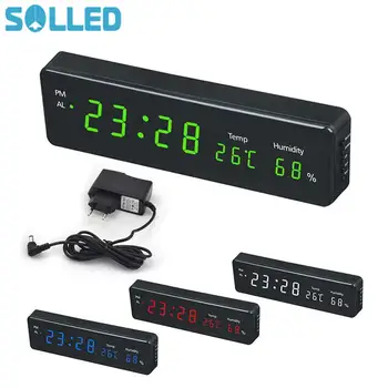 

Electronic LED Digital Wall Clock With Temperature Humidity Display Home Modern Home Decoration Clocks Big Number European Plug