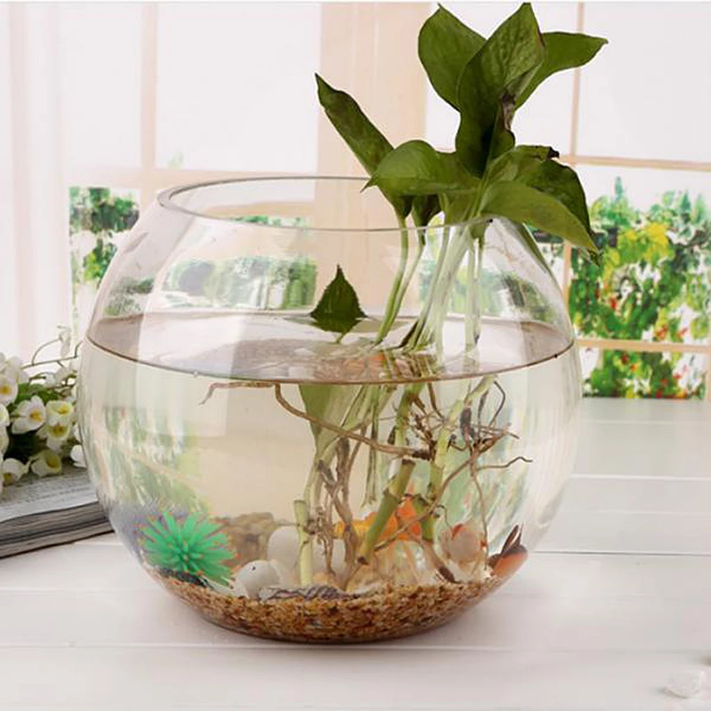 Round transparent crystal glass bowl clear ball vase tank container water