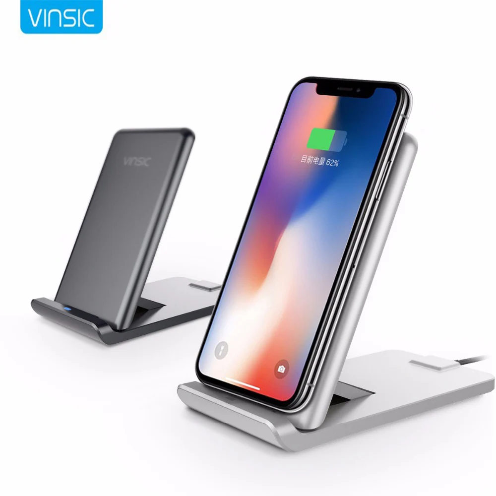 Vinsic Qi Беспроводное зарядное устройство подставка для iPhone 11 Pro X XS 8 XR samsung S9 S10 S8 S10E