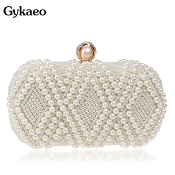 

Gykaeo 2020 Winter New Pearl Dinner Ladies Clutch Bag Women Fashion Small Chains Shoulder Bags Wedding Purse Sac A Main Femme