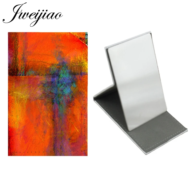 JWEIJIAO известная картина, цветное настольное зеркало из нержавеющей стали, кожа, макияж, инструменты для красоты, дорожный кошелек, зеркала PT33 - Цвет: PT42
