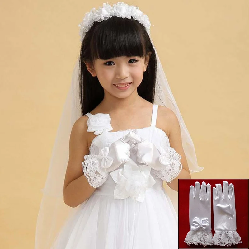 Girl Full Finger Bride White Accessories Communion Protection Wedding Kids Party Lace Gloves