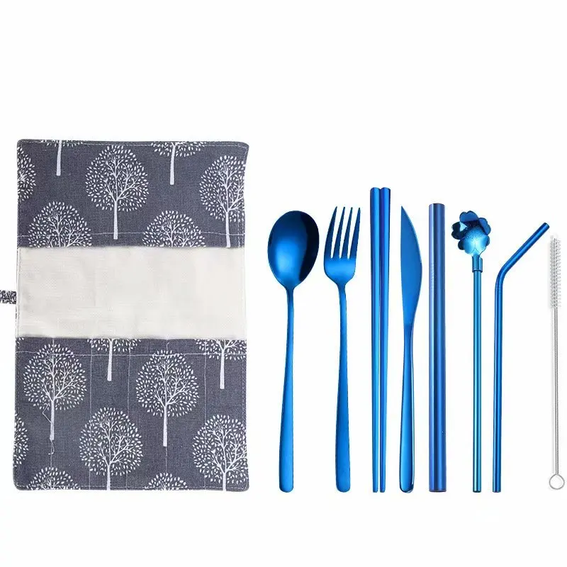 Stainless Steel Cutlery Set 9pcs Dinnerware Set Western Food Steel Cutlery Tableware Christmas Gift Forks Knives Spoons Set