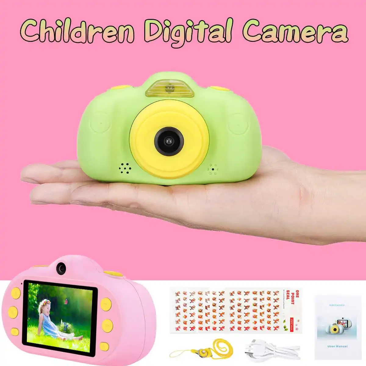 

Hot 2.4" Double Record Kid Toy Camera Children Educational Toddler Toy Photo Camera Kids Mini Digital Toy Camera for Christmas G