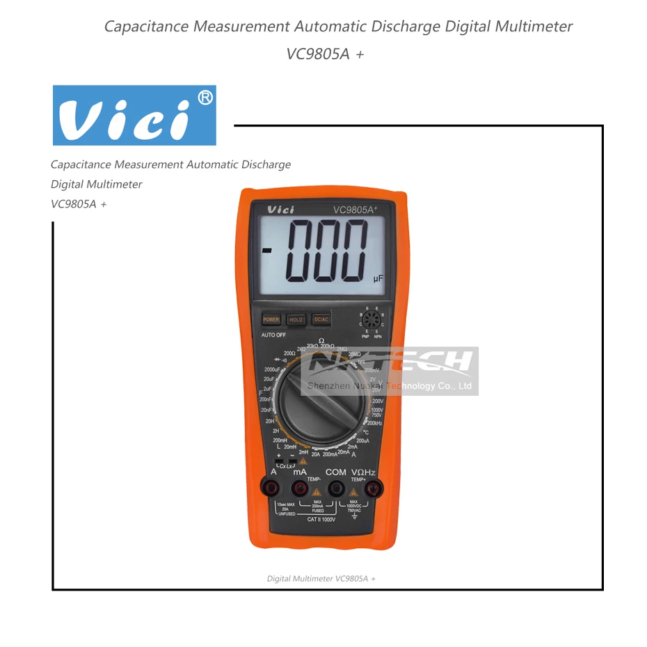 VICI Цифровой мультиметр VC9805A+ измеритель иммитанса Температура индуктивно-емкостный частоты Омметр AC/DC Вольт Ампер диод вольтметра