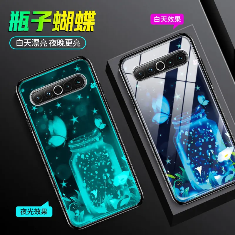 meizu phone case with stones Luminous Case For Meizu 16 Case Glow in Dark Tempered Glass Back Cover For Meizu 16 16th 15 Plus 16X 16XS 16S 17 Pro Cover Bag best meizu phone case