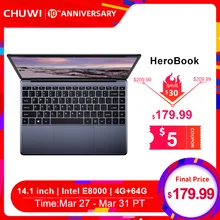 CHUWI HeroBook ноутбук с четырёхъядерным процессором Intel E8000, ОЗУ 4 Гб, ПЗУ 64 ГБ(China)
