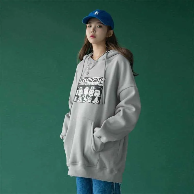 NiceMix/Зимний утепленный двухслойный пуловер с героями мультфильмов; женские толстовки с капюшоном больших размеров в стиле аниме; толстовка Bts Kpop Kawaii Clo