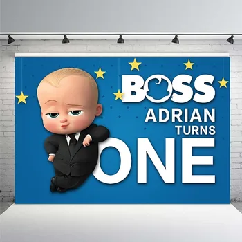 

7x5ft Handsome Little Men Boss Baby Birthday Party Backdrop for Photo Studio Blue Gold Little Star Photography Backgrounds Vinyl
