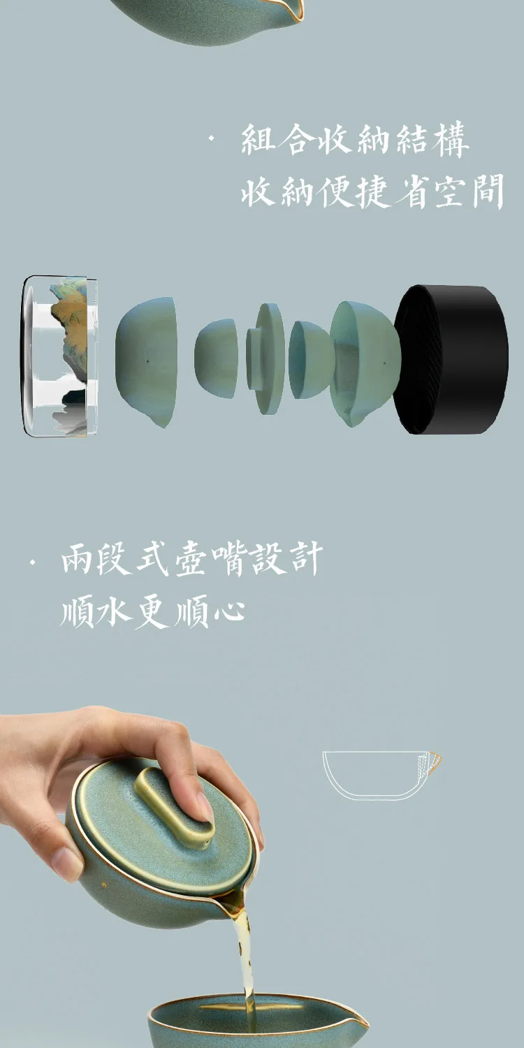 Bo Hi Arena Tea Set Palace Culture Series Portable Kung Fu Tea Maker Travel Pack