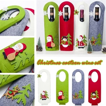 

4Pc Christmas Wine Bottle ular Cartoon Wool Felt Cover Santa Claus Elk Shape Champagne Gift Holders New Years Xmas Party Supp