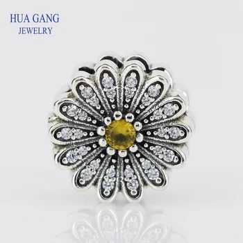 

Spring New Fits Pandora Bracelet 925 Sterling Silver Reflexions Sparkling Daisy Flower Clip Charms Beads for Jewelry Making